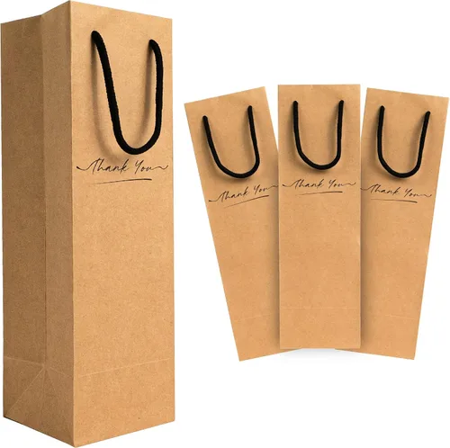 Vista 10 de Bolsa de regalo de vino para 2 botellas, 7.15 x 4 x 13 pulgadas, 24 bolsas de regalo para botellas de vino dobles