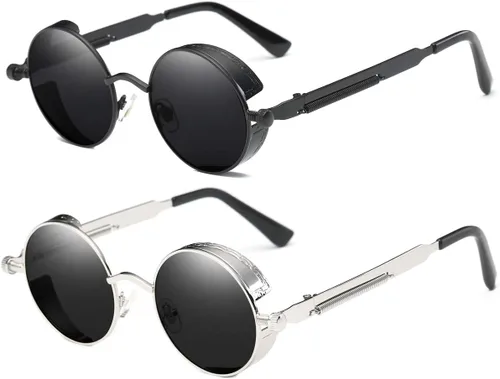 Vista 73 de Dollger Gafas de sol vintage Steampunk Retro Metal Round Circle Frame