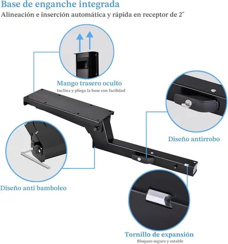Vista 7 de Portabicicletas de Enganche para 2 Bicicletas Portabicicletas Plegable con Montaje de Enganche (Receptor de 2 Pulgadas) Portabicicletas con 2 Brazos