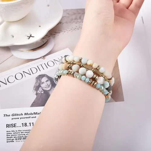 Vista 6 de VISOOM Pulsera de cuentas boho compatible con Apple Watch Band de 40 mm/38 mm/41 mm/42 mm Series 11 10 9 8 7 SE Series 6/5/4; correa de reloj