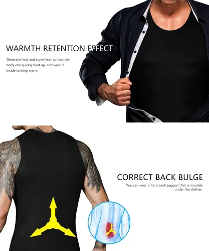 Vista 3 de NonEcho Entrenador de Cintura de Neopreno para Hombre Chaleco de Sauna Gimnasio Camiseta sin Mangas de Sudor Caliente Camiseta de Entrenamiento Faja