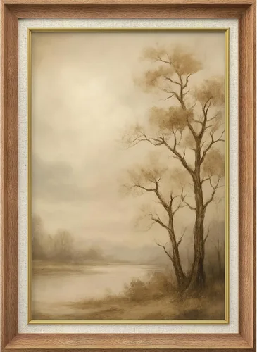 Vista 255 de MUDECOR Lienzo enmarcado prémium para pared, pinos nevados en bosque de invierno, ilustraciones modernas, arte contemporáneo, escénico, divertido