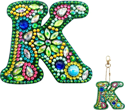 Vista 16 de YOYA Llaveros de Pintura de Diamantes de Doble Cara 5D Letras Kit de Llaveros de Pintura de Diamantes DIY Taladro Completo Arte de Diamantes