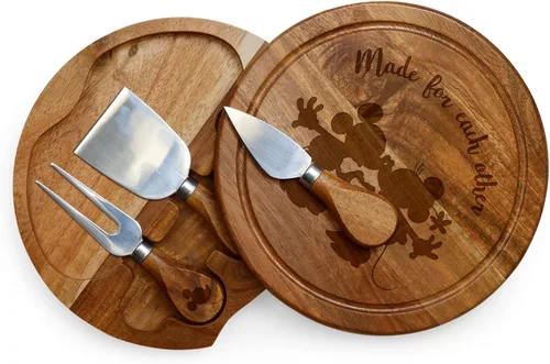 Vista 12 de PICNIC TIME Disney Princess Beauty & the Beast - Juego de tabla de queso brie de acacia y cuchillos, juego de tabla de charcutería, tabla de cortar