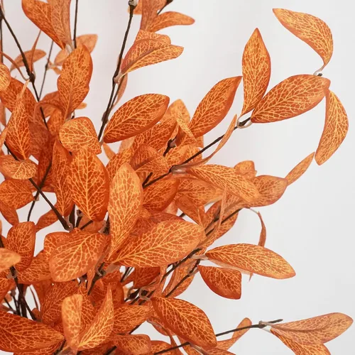 Vista 2 de 18 tallos artificiales de eucalipto de otoño, hojas de eucalipto, plantas de otoño con hojas de otoño para otoño, oficina, hogar, boda, centro