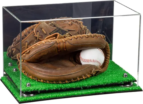 Vista 155 de Better Display Cases Vitrina de guantes de béisbol de acrílico transparente con elevadores negros (A011/V16)