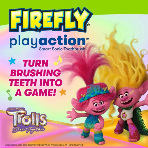Vista 3 de FIREFLY Juego de cepillo de dientes Sonic Smart Action Trolls con luces