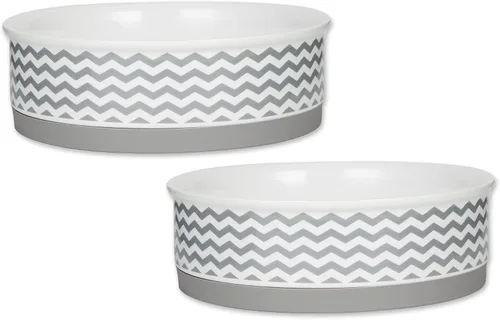 Vista 17 de Bone Dry Ceramic Pet Collection Chevron, juego pequeño, 4.25x2, gris, 2 piezas