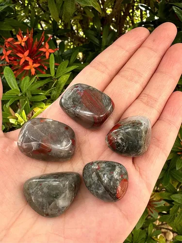 Vista 4 de GAF TREASURES Piedras pulidas de piedra de sangre africana de 1/2 libra, piedra preciosa de sangre africana pulida, cristales curativos de piedra