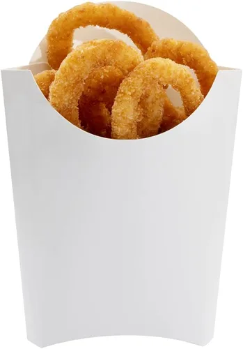 Vista 35 de Restaurantware Bio Tek - Taza de papas fritas desechables de 4.7 x 3.5 x 5.1 pulgadas, 100 vasos desechables para refrigerios, papel azul y blanco