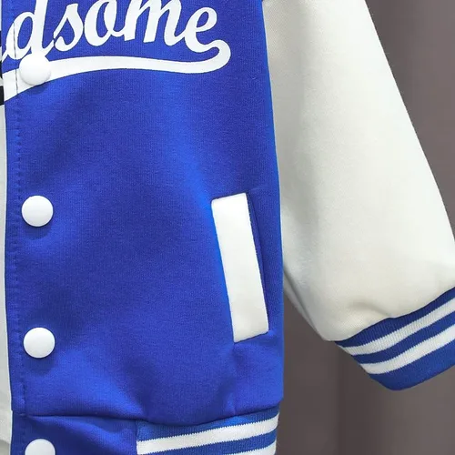 Vista 4 de Ropa deportiva para bebés, ropa para niños y niñas, chaqueta de béisbol+camiseta+pantalón, 3 piezas, ropa escolar para niños