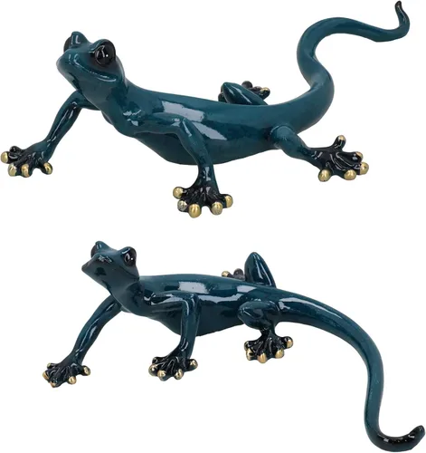 Vista 15 de AB Tools Blue Gecko Lizard Resina Cobertizo de pared Escultura Decoración Estatua Pequeña Casa Ornamento