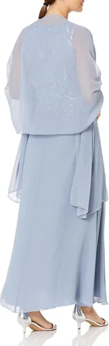 Vista 2 de J Kara Vestido corto sin mangas con cuentas para mujer con bufanda