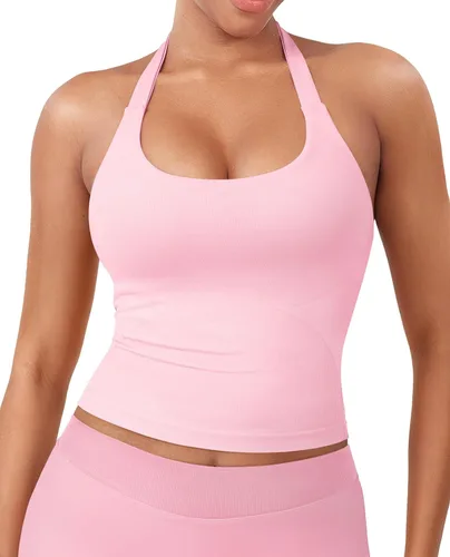 Vista 12 de YEOREO SoftHue Impact Halter - Camiseta sin mangas para mujer Blanco