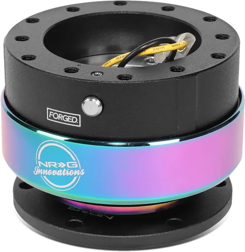 Vista 5 de NRG Innovations Gen 2.0 Adaptador de liberación rápida para volante de 6 orificios con pernos de montaje, liberación rápida - cuerpo negro/anillo