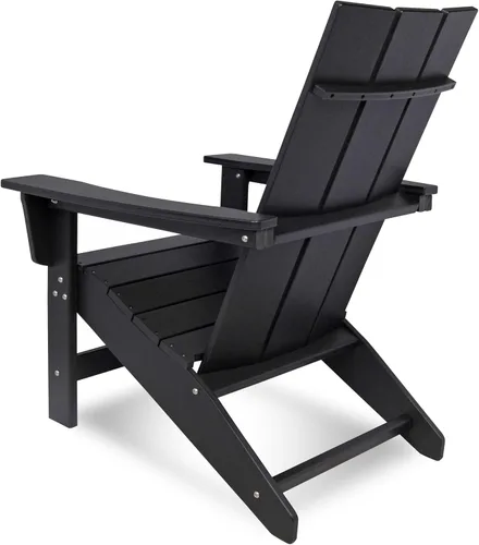Vista 5 de Shine Company Coastal Modern - Silla Adirondack para todo tipo de clima, color negro
