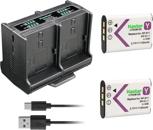 Vista 6 de Kastar Cargador de batería cuádruple compatible con batería Ricoh DB-80 DB80, cargador BJ-8 BJ8, cámara digital Ricoh R50, batería Sanyo DB-L70