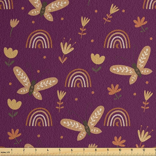 Vista 25 de Ambesonne The Yard, tela de gamuza sintética tradicional americana por The Yard, Garden Feel Moths Bellotas Hojas Magic Forest Concept Art