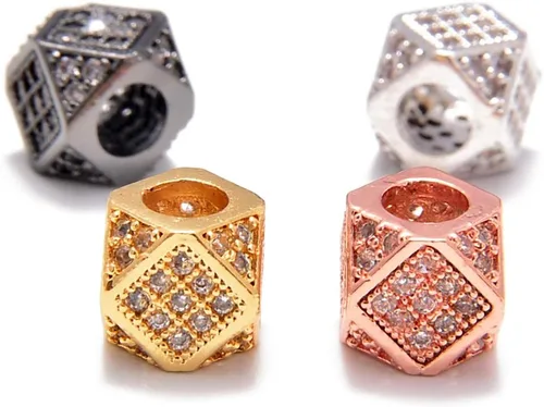 Vista 3 de AD Beads Pulsera de cuentas de zircón con tachuelas de strass
