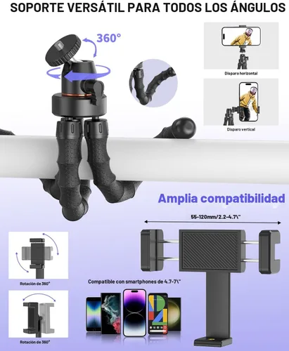 Vista 3 de Kit de inicio de YouTube para iPhone/Android, kit de inicio de YouTube con micrófono inalámbrico/trípode de cámara/trípode flexible/luz de relleno