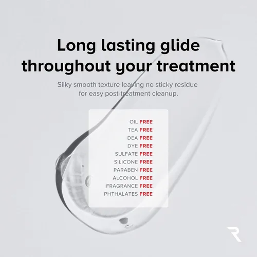 Vista 4 de Gel Conductivo para dispositivos faciales, de RF y cavitación – Ultra hidratante, de larga duración, 96% orgánico, hipoalergénico, fórmula sin