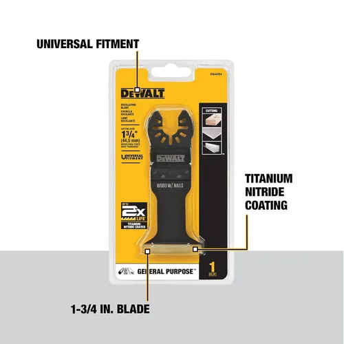 Vista 2 de DEWALT Hoja oscilante para herramientas de madera con clavos, ancha, revestimiento de nitruro de titanio (DWA4204), color negro (paquete de 5)
