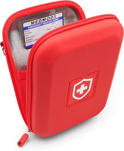 Vista 9 de MEDMODS - Estuche de viaje para enfriador de insulina y bolsa aislada para diabetes con bolsa de hielo, tarjeta de identificación, etiqueta