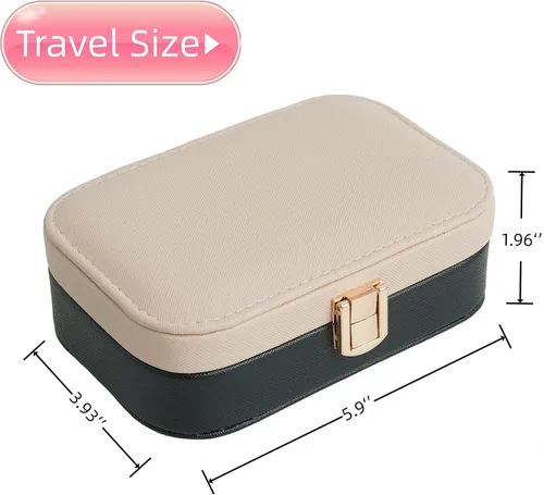 Vista 4 de Estuche organizador de joyas para mujer organizador de aretes soporte pequeño para joyero de viaje cajas de almacenamiento de joyas portátiles