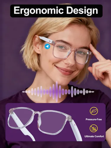 Vista 6 de AI Gafas Inteligentes Inalámbricas Bluetooth para Hombres/Mujeres con Altavoces/Bluetooth y Traducción de +140 Idiomas