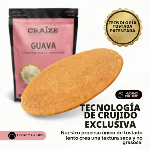 Vista 4 de Craize Guava Crisps Galletas de maíz tostadas sin gluten, veganas, kosher, paquete de 6, 4 onzas cada una