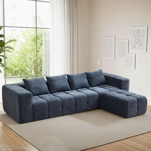 Vista 14 de Sofás sin estructura de 119" tamaño extragrande estilo nube para sala de estar, sofá seccional modular moderno con mechones con asiento profundo