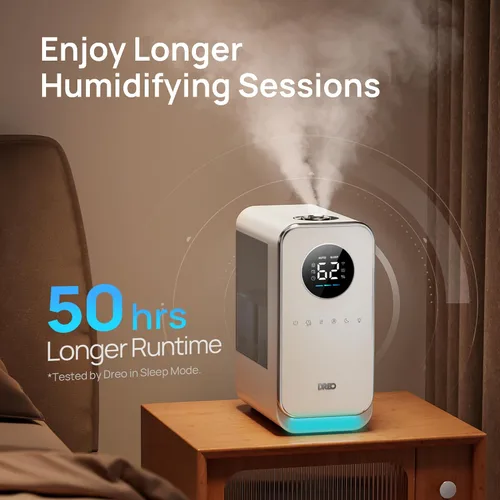 Vista 5 de Dreo - Humidificadores para recámara, llenado superior, inteligente, silencioso, vapor frío, difusor de aceite y luz nocturna, tiempo