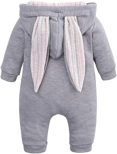 Vista 58 de Simplee Kids Enterizo con diseño de conejo de Pascua con capucha, para bebé, overol con cremallera y orejas largas