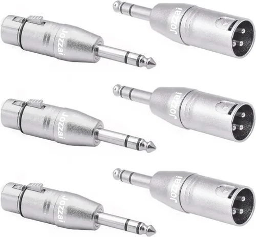 Vista 7 de Paquete de 4 adaptadores 1/4 a XLR, TRS a XLR de 1/4 pulgadas (2 pares), 2 piezas macho a macho y 2 piezas macho a hembra, equilibrado de cuarto