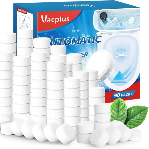 Vista 9 de Tabletas limpiadoras de inodoro Vacplus 30 UNIDADES, limpiadores automáticos de inodoro con blanqueador para desodorizar y desincrustar, limpiador