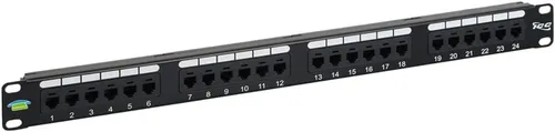 Vista 15 de ICC Panel de conexiones CAT5e, listado UL y aplicaciones Gigabit con clasificación PoE++, panel de conexión de red de 24 puertos 1U de 19 pulgadas