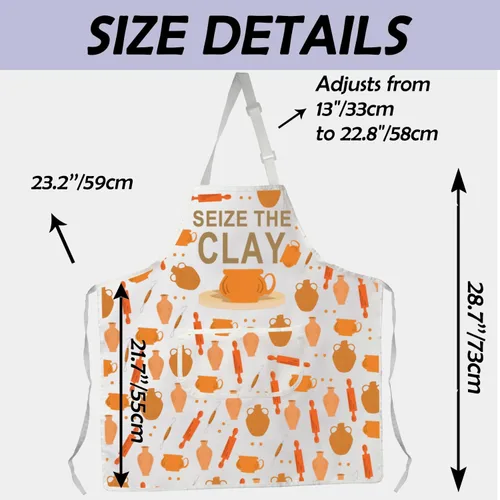 Vista 2 de Gzrlyf Seize The Clay Pottery - Delantal de cerámica para artistas, regalo para maestros y amantes de la cerámica