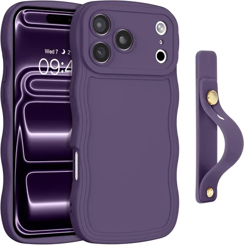 Vista 32 de GUAGUA Funda para iPhone SE 2022/2020, Funda para Teléfono iPhone 7/8 Diseño Lindo de Forma de Onda Rizada TPU Suave con Correa de Muñeca Soporte