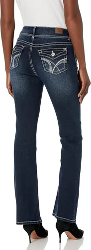 Vista 2 de WallFlower Pantalones de mezclilla elásticos para mujer con corte de bota y curvas de tiro medio (estándar y extragrande)