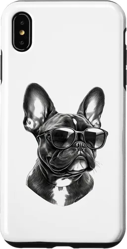 Vista 7 de Funda para iPhone 15 Bulldog Francés con gafas de sol