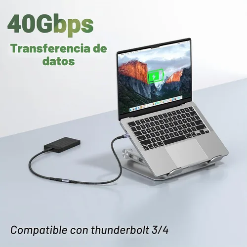 Vista 3 de Cable de extensión USB C de 240 W, 1.5 pies, 2 paquetes, datos de 40