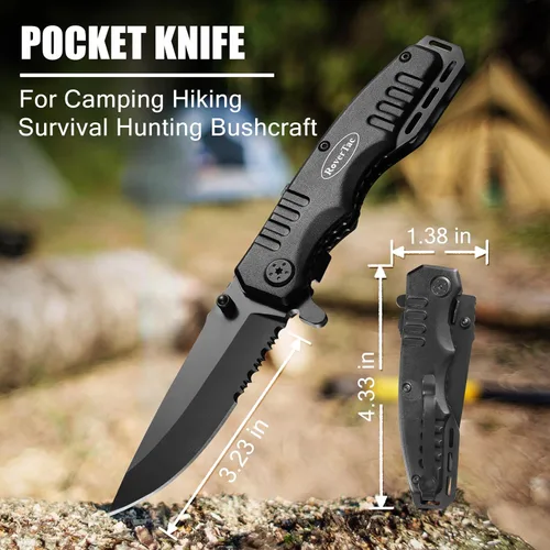 Vista 5 de RoverTac Kit de herramientas de supervivencia para camping, multiherramienta 11 en 1, hacha multiherramienta, linterna LED de alto lumen, cuchillo