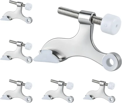 Vista 9 de HOME MASTER HARDWARE Tope de puerta con pasador de bisagra, paquete de 2 topes de puerta ajustables resistentes de color negro mate con parachoques