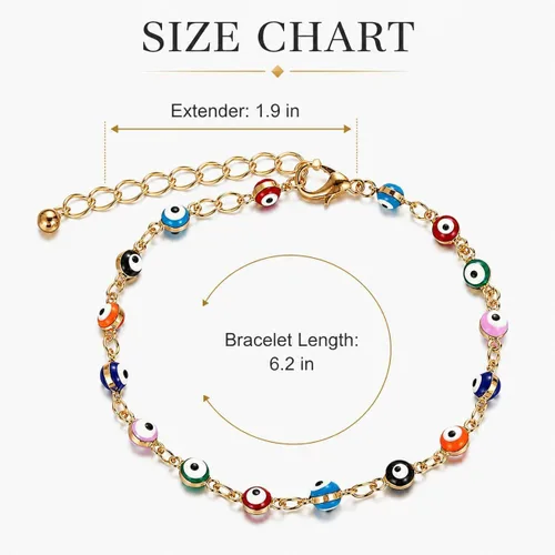 Vista 6 de choice of all Pulseras contra el mal de ojo azul, joyería Ojo Hamsa, delicadas pulseras de eslabones dorados para mujer, protección turca