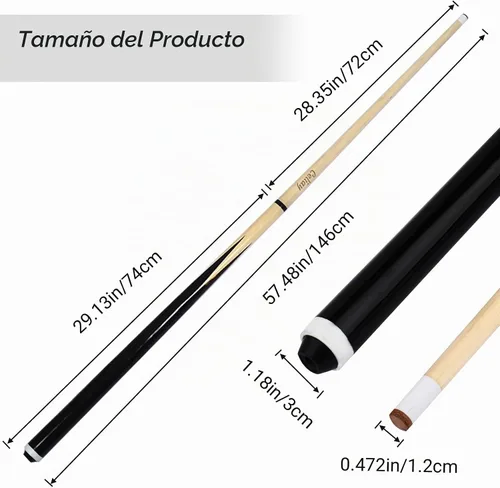 Vista 3 de Taco de billar personalizado con punta, taco de billar grabado con nombre personalizado, 2 piezas de fácil montaje, taco de madera premium