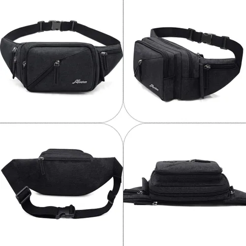 Vista 4 de Riñonera impermeable para hombres y mujeres, bolsa de cadera con soporte para botella de agua, correa ajustable, adecuada para entrenamiento al aire