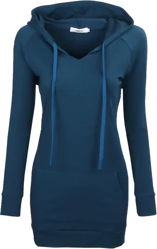 Vista 14 de BEPEI Sudaderas con capucha para mujer, manga larga, estilo túnica, elegantes, con bolsillos Negro
