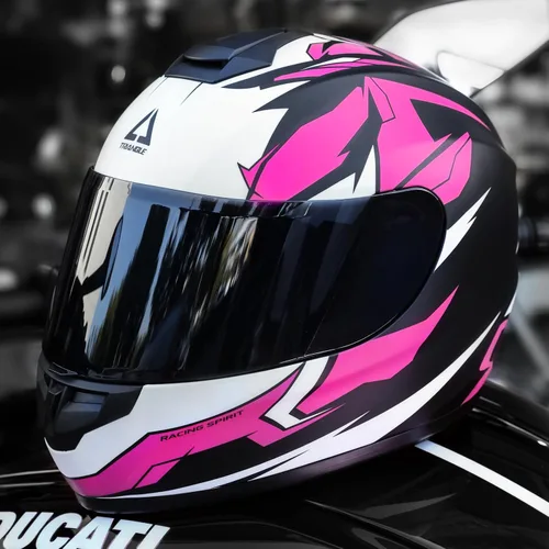 Vista 5 de TRIANGLE Casco de motocicleta de cara completa, aprobado por DOT, para Mate rosa