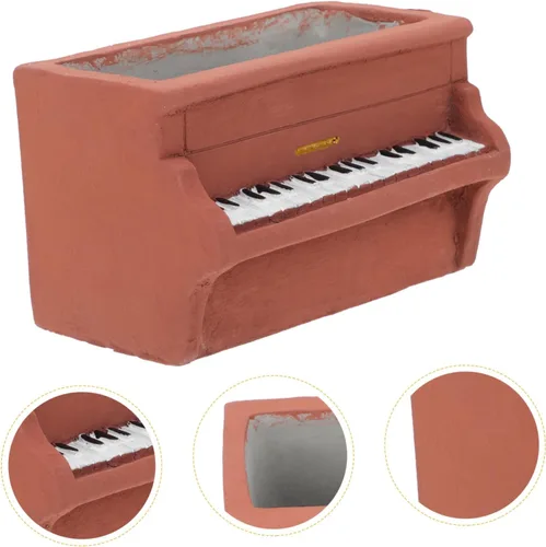 Vista 5 de NOLITOY Maceta de cemento para piano, maceta en forma de piano, maceta suculenta de cerámica para exteriores, plantas suculentas, plantador