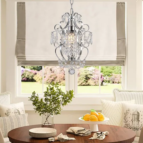 Vista 9 de Candelabro enchufable mini lámpara cromada 1 lámpara elegante lámpara de techo de hierro de cristal para dormitorio, baño, comedor, sala de estar